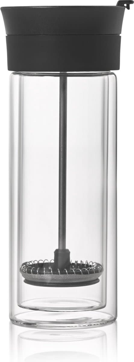 Adhoc - Thermo Koffie Pressbeker 300 ml - Glas - Zwart — afbeelding 1