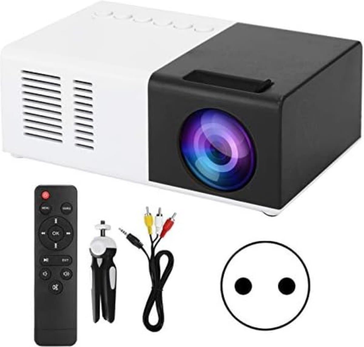 Mini Beamer - Input tot 1920x1080 - Inclusief statief - Projector - Mini Projector - HDMI - USB - Zwart / Wit - Draagbaar - Ingebouwde speaker — afbeelding 1