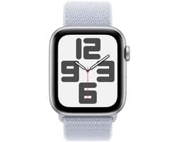 Apple Watch SE 2024 GPS 44mm Zilverkleurig Aluminium Case with Blue Cloud Sport Loop