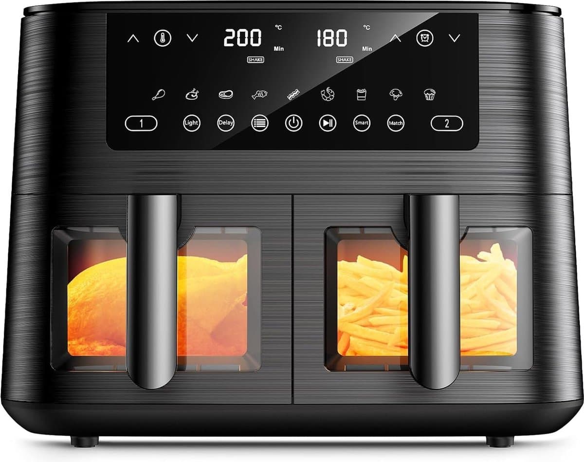 Cookwise Dual Zone Air Fryer 2 Lades - Heteluchtfriteuse met Kijkvenster - 9-In-1 Kookmogelijkheden - Zwart — afbeelding 1