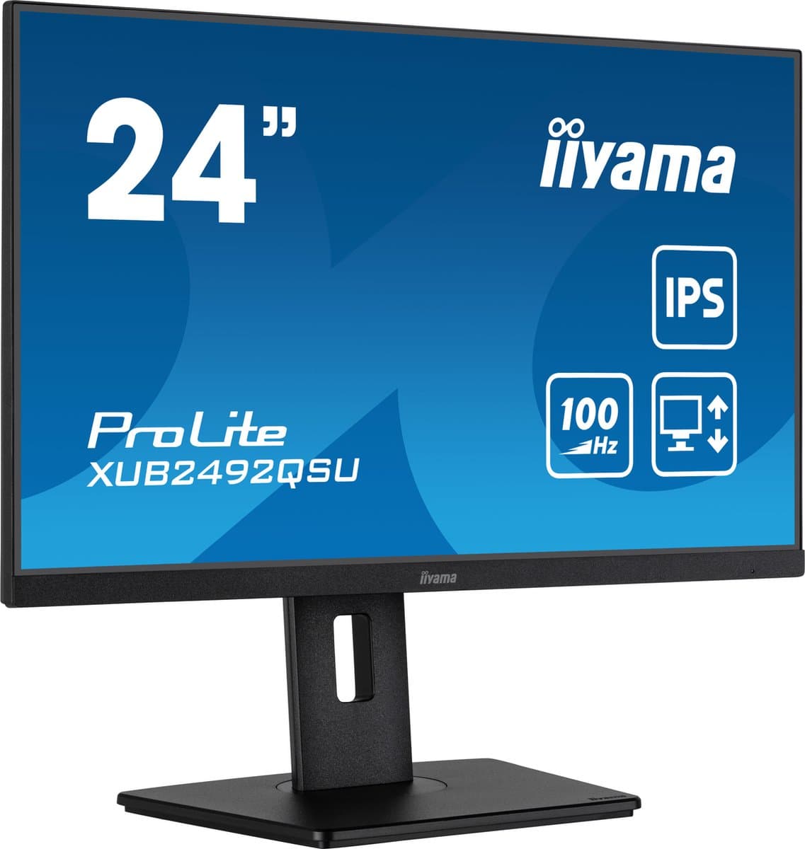 iiyama ProLite XUB2492QSU-B1 computermonitor met IPS-paneel, USB-hub, 100Hz verversingssnelheid en in hoogte verstelbare standaard, 60,5 cm, 2560 x 1440 resolutie, LED, zwart — afbeelding 1