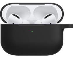 Hoesje - Geschikt voor Apple AirPods Pro 2 - met Clip - Siliconen Hoes - Silicone Case Cover - Zwart