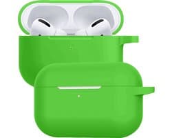 Case - Geschikt voor Apple AirPods Pro 2 - Siliconen Hoes met Clip - Silicone Hoesje Cover - Groen