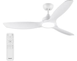 Philips Fixed Blade Ventilator met LED lamp - Diameter: 132cm - 2650 Lumen - Instelbaar wit licht van 3000K tot 6500K - Dimbaar tot 5% - Inclusief afstandsbediening - Wit