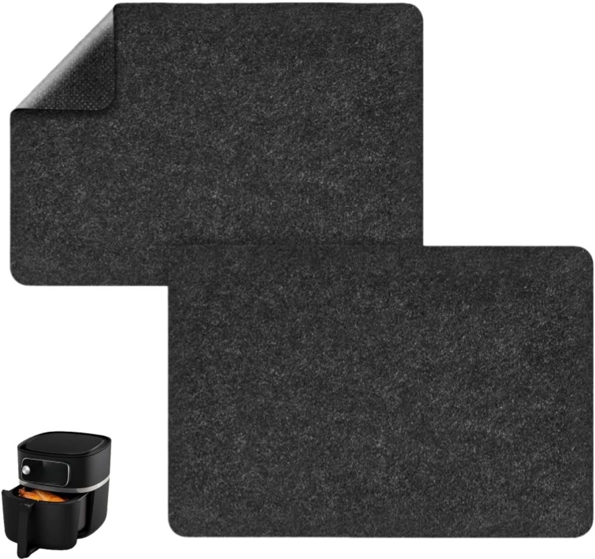 2 stuks - Hittebestendige matten - rechthoekig antislipvilt - siliconen aanrechtbeschermer - voor airfryer, koffiezetapparaat, broodrooster - 44×30cm - zwart — afbeelding 1
