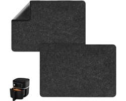 2 stuks - Hittebestendige matten - rechthoekig antislipvilt - siliconen aanrechtbeschermer - voor airfryer, koffiezetapparaat, broodrooster - 44×30cm - zwart