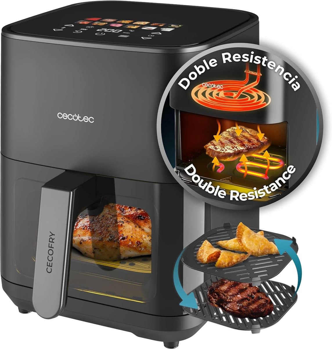 Heteluchtfriteuse - Airfryer Grill - Gezond Koken - Dubbele Weerstand - 4 Liter - Inox — afbeelding 1