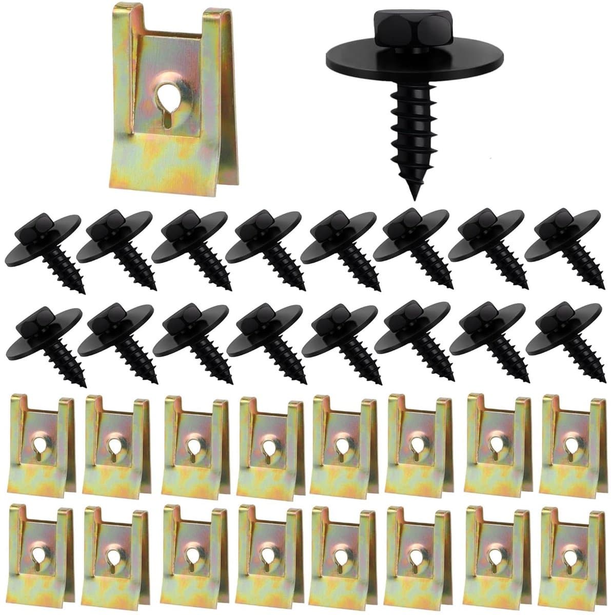 Plaatmoer en clip kit voor diverse schroeven en moeren met RVS afwerking — afbeelding 1