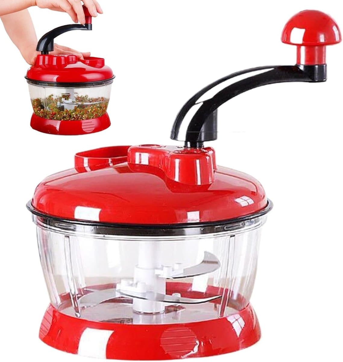 Keukenmachine Groentehakker - Handdruk Hakmolen - Snel Ingrediënten Snijden - Voedselveilig Materiaal - 14 x 19.5 cm - Enkele attributen — afbeelding 1