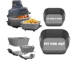 2-pack siliconen airfryervoeringen voor Geschikt voor Ninja Crispi FN101GY/FN101SG/FN101ST, Geschikt voor 4-QT en 6-cup 4-in-1 glazen airfryeraccessoires