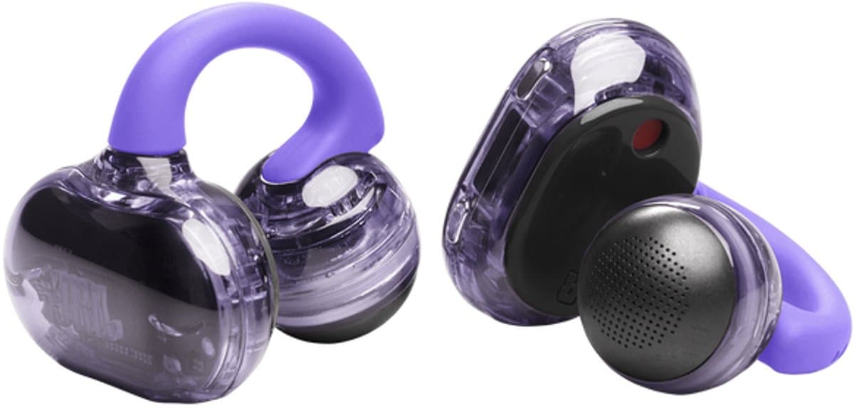 JBL Soundgear Clips - Open ear Oortjes - Oortjes Draadloos - Sport Oordopjes - Bluetooth - Sporten - Hardlopen - 32 uur - Spatwaterdicht - IP54 - Oorclips - Paars — afbeelding 1