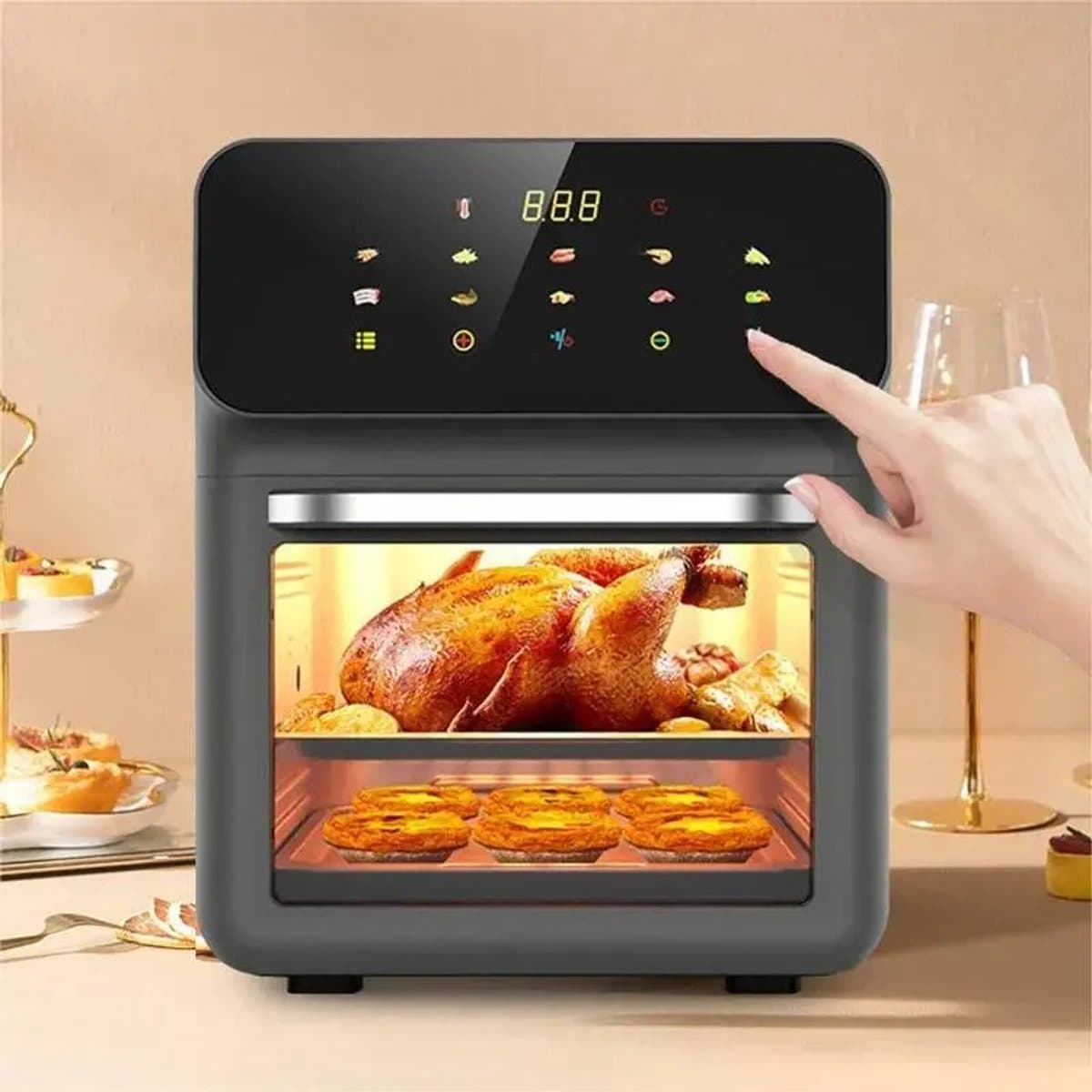 Je Huis 10L Elektrische Airfryer – Grote Capaciteit, Olievrij, 360° Convectie, Gezond Bakken en Frituren voor Thuis. — afbeelding 1