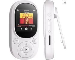 Gloovon® - MP3 Speler - Bluetooth 5.3 - Incl. Oordopjes en 64GB Opslagruimte - Ondersteuning tot 128 GB - USB - FM Radio - Wit