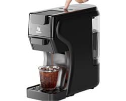 3-in-1 Koffiemachine – Espressozetapparaat – Cappuccinomachine – Latte Macchiato Maker – Capsule Koffiezetter – 19 Bar Drukpomp – Geschikt Voor Dolce Gusto, Nespresso & Gemalen Koffie – Compact Zwart Design