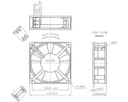 Ventilator 120x120x38mm, AC 230V, 2700U/min, Max 44dB, Glijlager