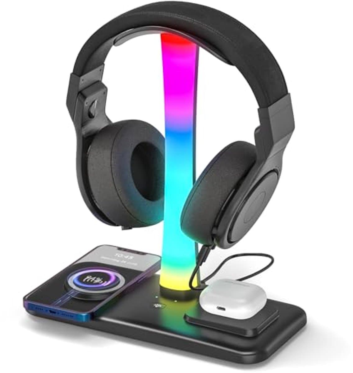 RGB Gaming Headset Houder met Draadloos Opladen en 7 Verlichtings Effecten — afbeelding 1