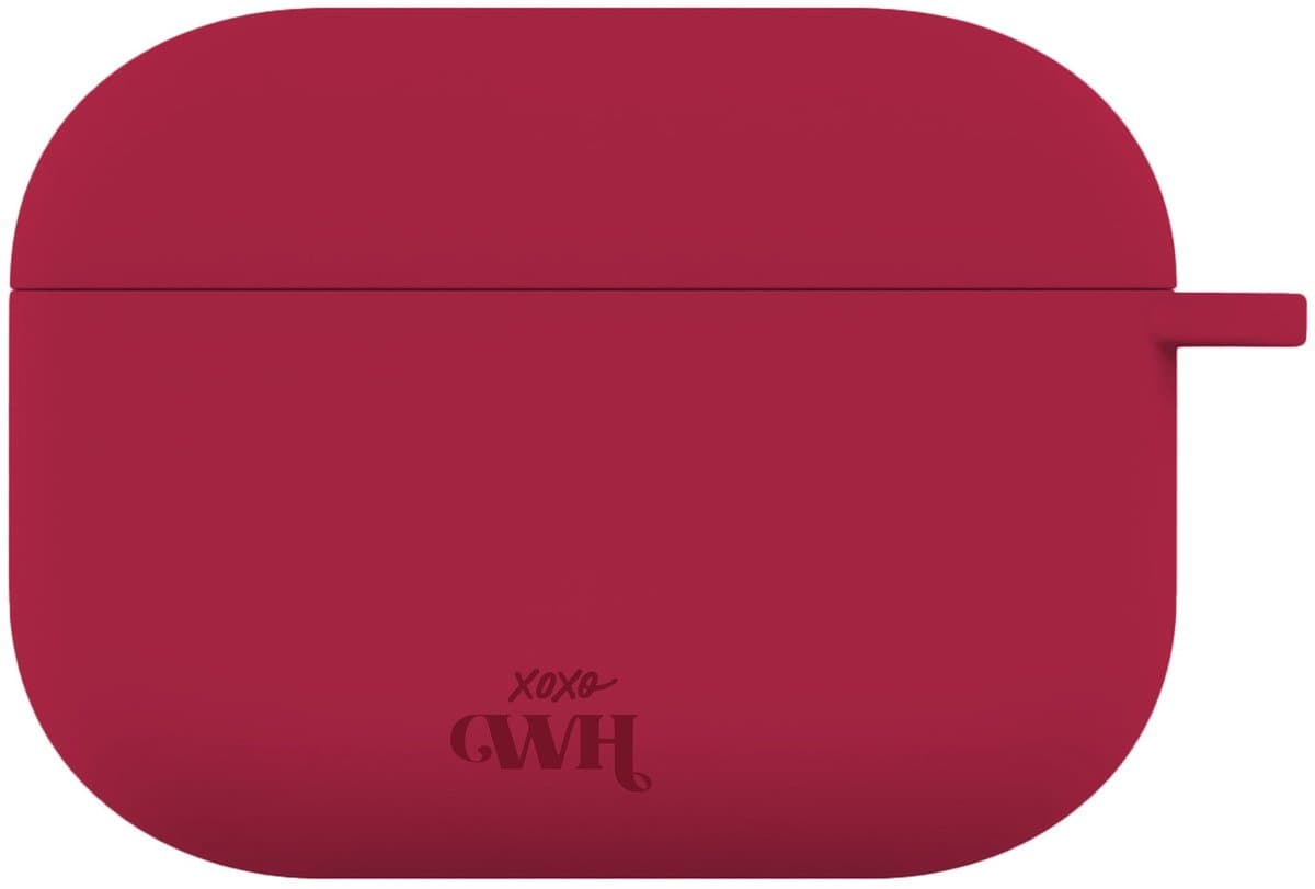 xoxo Wildhearts siliconen hoesje geschikt voor AirPods Pro (2) - Silicone Case (Burgundy) - Beschermhoes met clip - Optimale bescherming - Bordeaux Rood — afbeelding 1