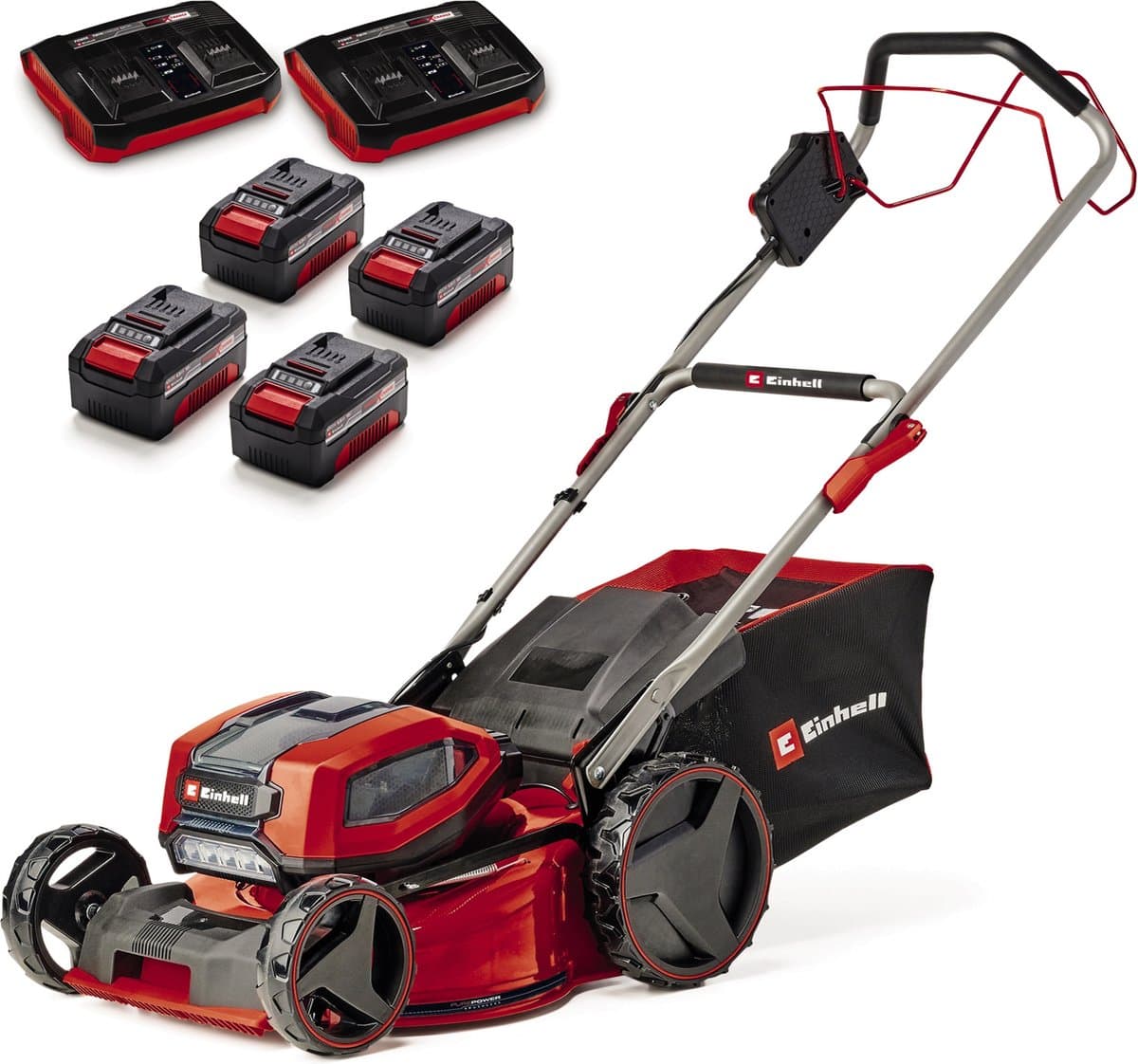 Einhell Professional Accu Grasmaaier GP-CM 36/47 S Li BL Kit - Power X-Change - 36 V/Li-ion - Maaibreedte: 47 cm - Aanbevolen gazonoppervlakte: tot 700 m² - 65 L opvangzak - Maaihoogte: 25-80 mm - Incl. 4x 4.0 Ah Accu en 2x DUO-lader — afbeelding 1