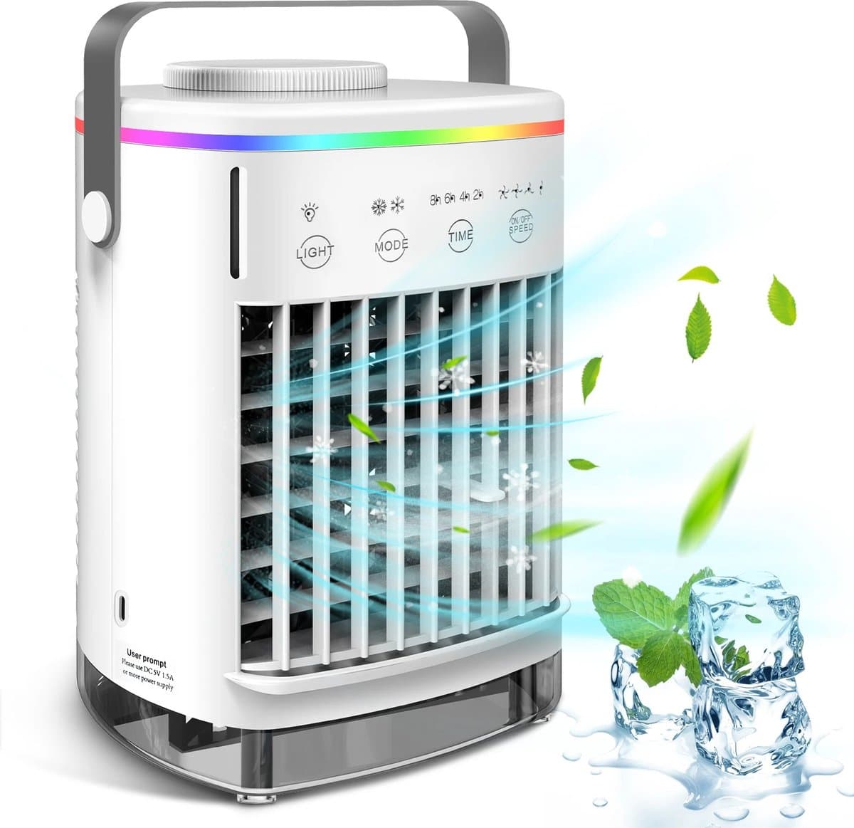 Mini Airco - Ventilator - Aircooler Met Water - Airconditioning Zonder Afvoerslang - Kleine Airco Met Led Verlichting - Wit — afbeelding 1