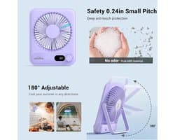 RFWR® Draagbare Mini USB Ventilator met 24u Accu - Fluisterstil en 100 Snelheden
