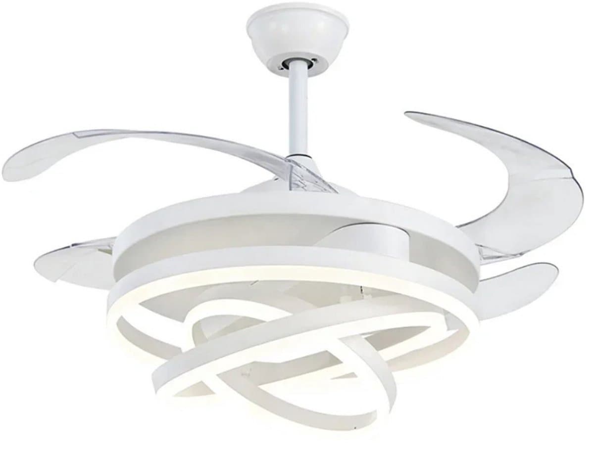 Bovista Plafondventilator - Met Verlichting - Plafond Ventilator - Met Lamp - Plafonniere Met Ventilator - Met Licht - Wit - 106cm — afbeelding 1