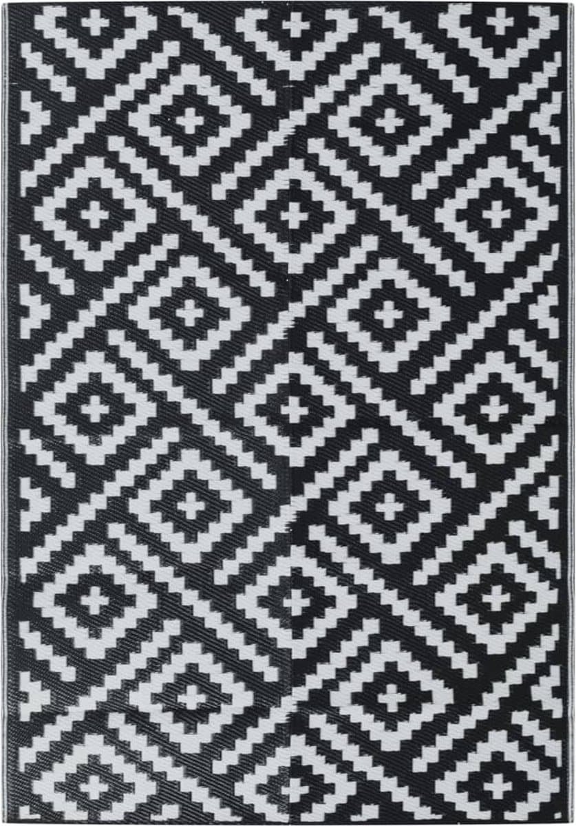 vidaXL - Buitenkleed - ARAKIL - 160x230 - cm - PP - wit - en - zwart — afbeelding 1