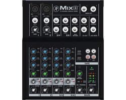Mackie Mix8 4-kanaals mengpaneel met 2 microfooningangen, 3-bands EQ en aux send