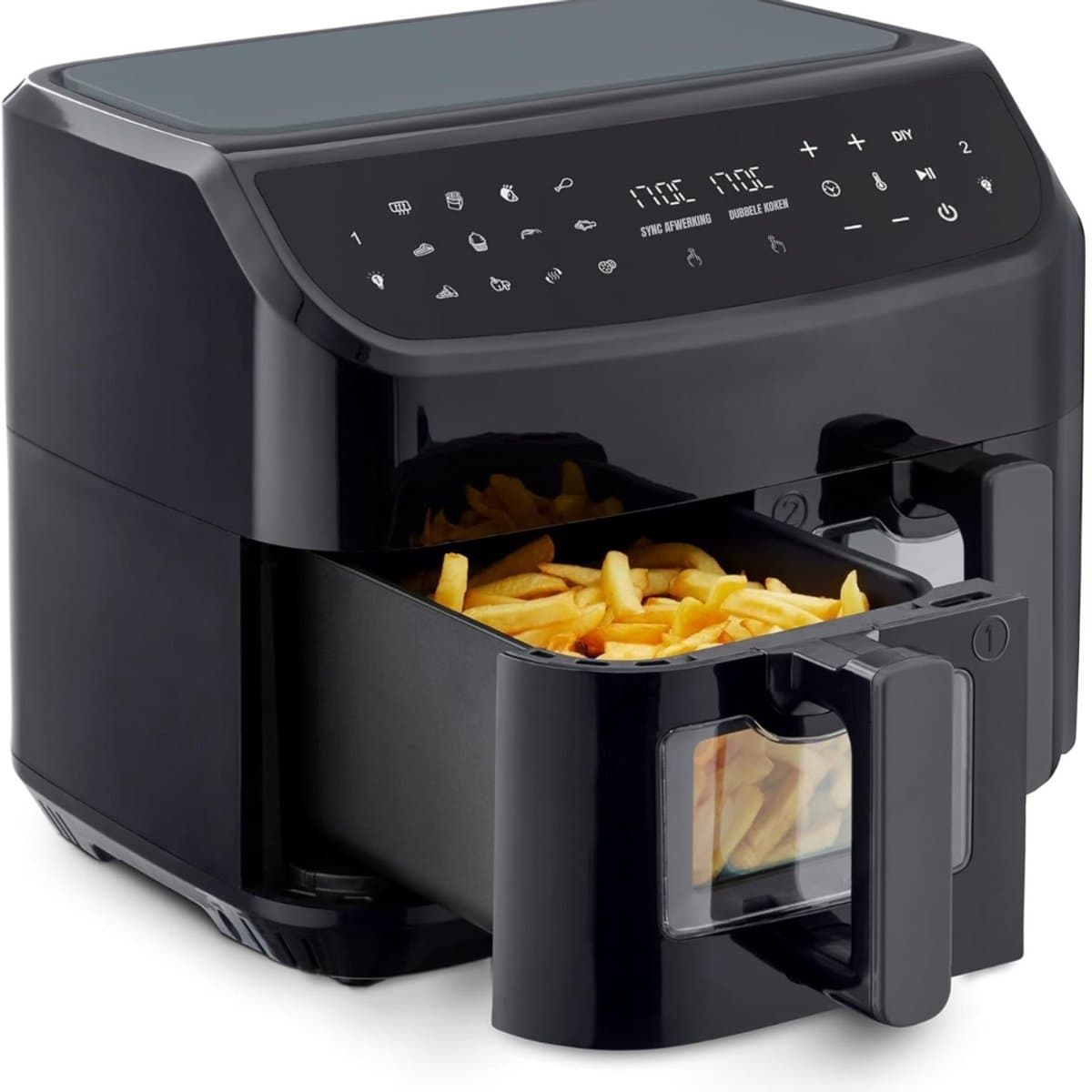 MMP® Dubbele Airfryer - Heteluchtfriteuse - Duo Airfryer - 8,7 L - 41x40x33cm - Zwart — afbeelding 1