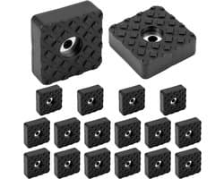 Set Van 18 Vierkante Rubberen Voetjes - Met Schroefbevestiging - Antislip Rubberen Demping - Inclusief Schroeven - Voor Meubels en Vloeren - Zwart