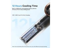 Handheld Turbo Ventilator - Verstelbare Snelheid tot 19000 tpm, 12 Uur Koeling, Compact en Draagbaar