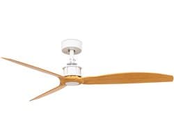 Faro Barcelona 32110 Just Fan M plafondventilator wit/esdoorn hout 128 cm - Afstandsbediening - Stille en zuinige DC-motor - 6 snelheden - zomer en winterstand
