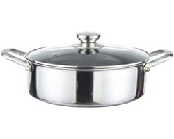 Cheffinger, Sauteerpan 32 cm met honingraatcoating, deksel en roestvrijstalen handgrepen, Zilver