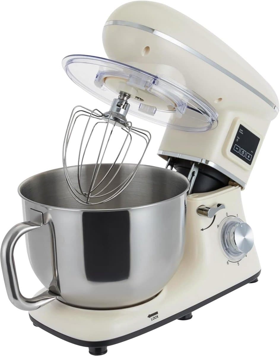 Krachtige Keukenmachine 1500W met Grote RVS Kom (6.2L) - Kneed-, Mix- en Roerfunctie met LCD — afbeelding 1