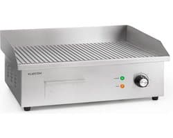 Klarstein Grillmeile 3000R Pro - elektrische bbq - 3000W,5x35 cm - Geribbeld - Zilver - 22 kg - voor Horeca - LED Thermostaat Energiezuinig - Tafelgrill - Indoor Grill - Tischgrill - Elektrische Grill - voor Snackbar - voor Foodtruck