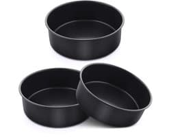 E-far 15,5 cm taartvorm set van 3, anti-aanbaklaag roestvrij staal kleine ronde taartpannen blik voor het bakken van laagtaarten, roestvrijstalen kern en niet-giftige coating, rechte kant en 5,5 cm