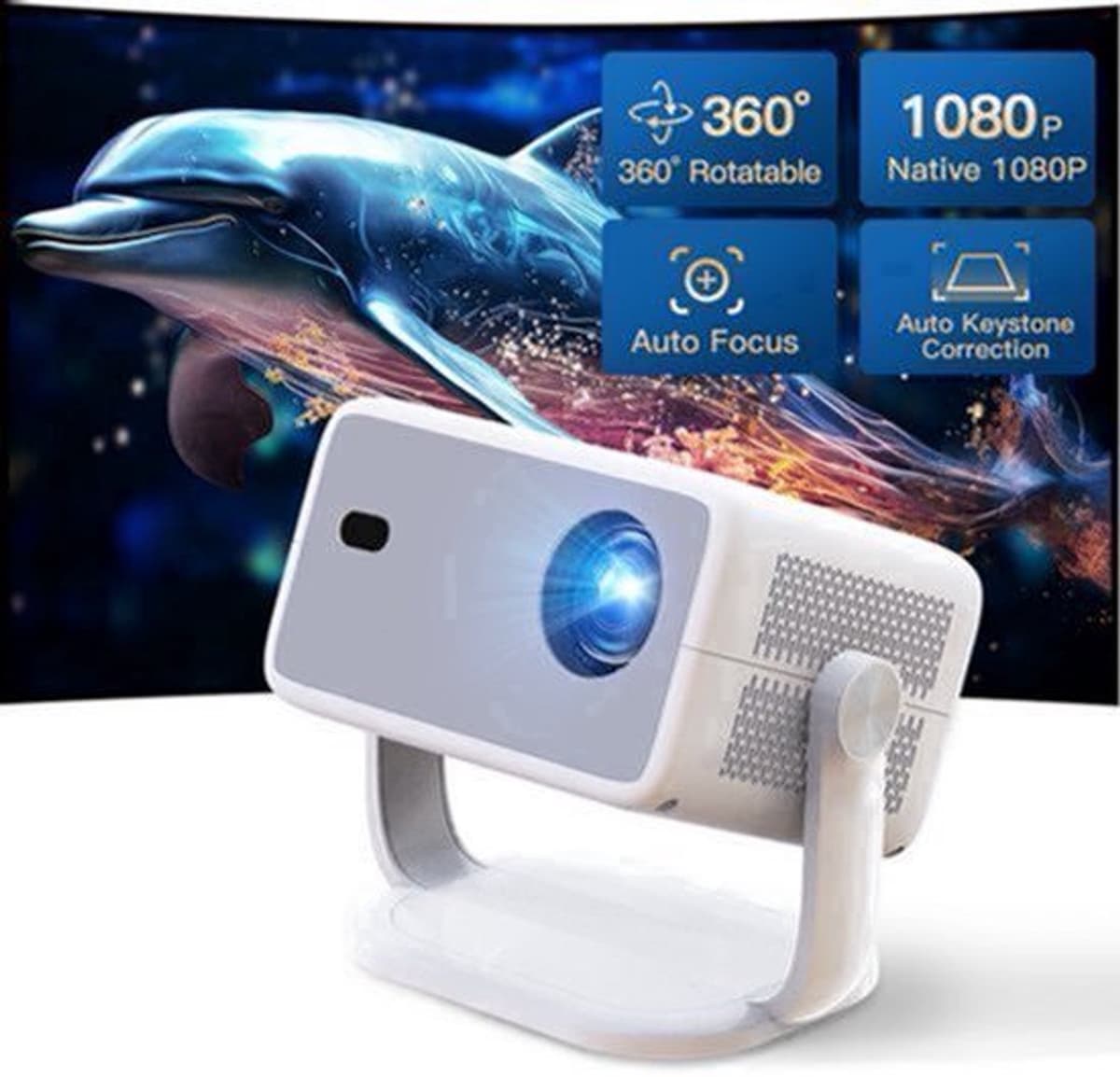 Beamer Native 1080P - 80W Vermogen - 1920 x 1080 Resolutie - LCD - Zwart - Voor Thuisbioscoop Projector — afbeelding 1