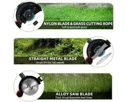 Handmaaier - Grasmaaier - Grastrimmer - Grasschaar - Grasmachine - 3000W - 6-Inch - Elektrische/Accu - Grastrimmer met 90° Verstelbare Kop – Tuingereedschap voor Precisiewerk - 21V/18V Compatibel - Inclusief 2x Accu