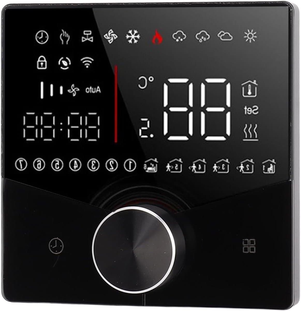 Slimme Thermostaat - Verwarmingsthermostaat Kamerthermostaat - Verwarming Regelen - LCD Kleurendisplay - 88x12.4mm - Zwart — afbeelding 1