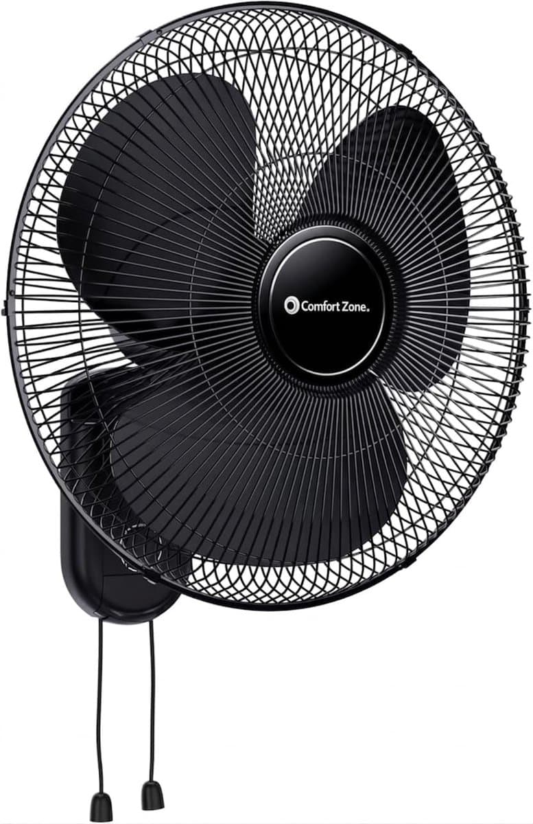 Wandventilator - Oscillerende Ventilator - Ruimte Koelen - Metalen Rooster - 40.6 cm - Zwart — afbeelding 1