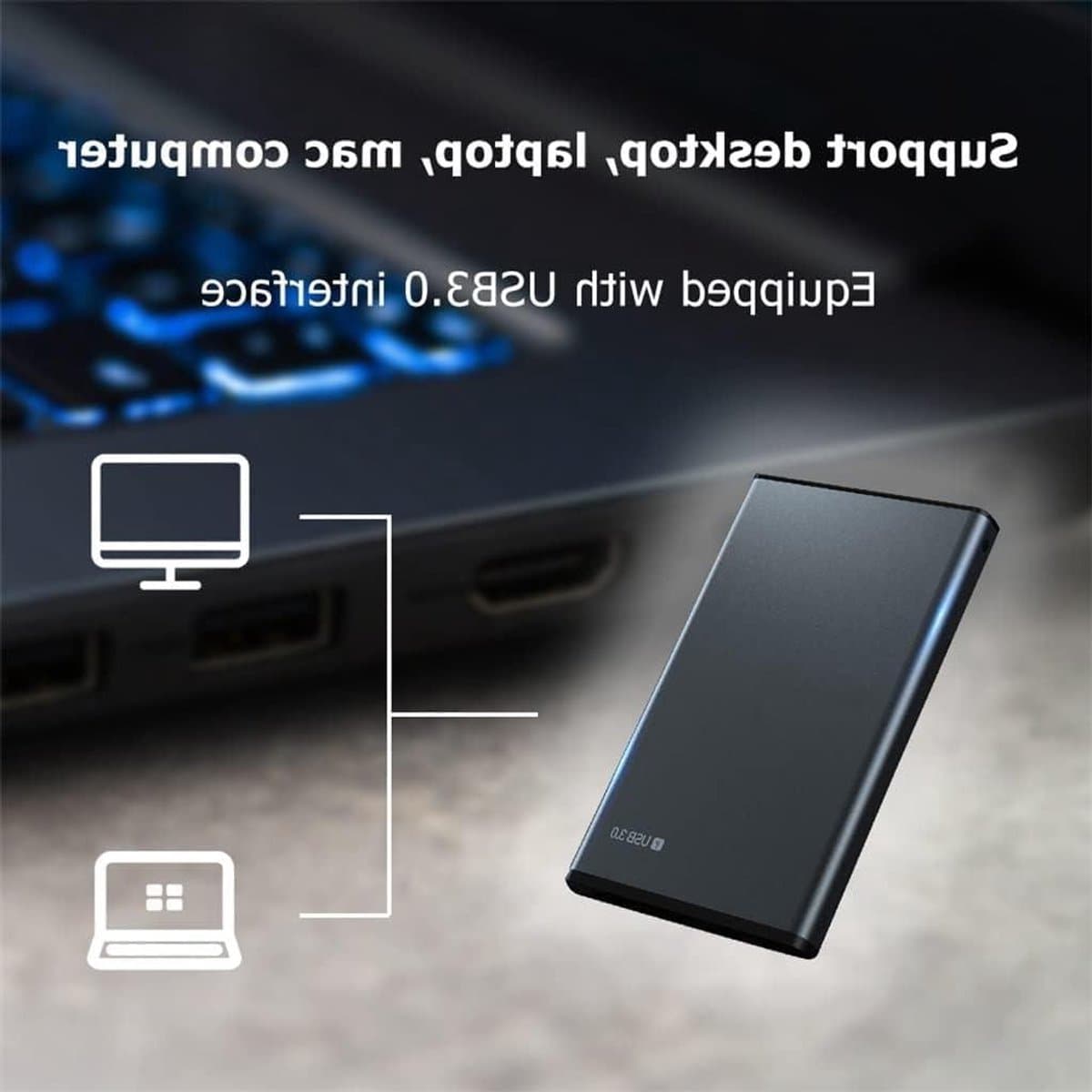 Externe Harde Schijf - Mobiele Opslag - Bestanden Opslaan - Supersnelle USB 3.0 - Tot 2 TB - Zwart — afbeelding 1