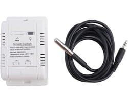 Slimme Temperatuurschakelaar - WiFi Thermostaat Sensor - Thuiskantoor Automatisering - Realtime Bewaking - 16A - Wit