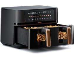 Airfryer 9L Dubbele Mand – Dual Zone Heteluchtfriteuse – Sync Finish – 3100W – 2x 4,5L – Zwart