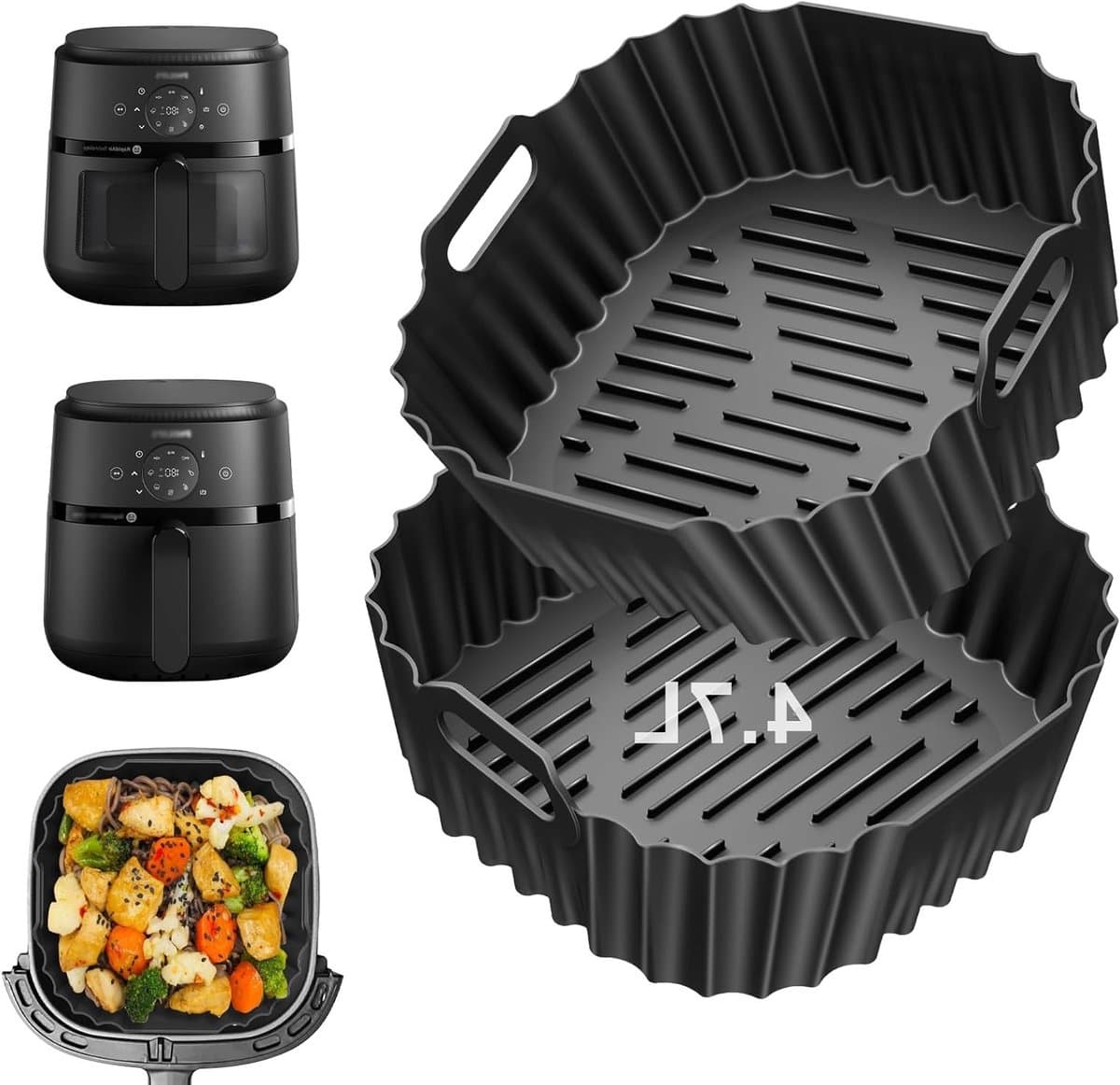 Siliconen Bakvorm voor Airfryer - Vervaardigd uit Hoogwaardig Silicone, Perfect voor Bakken en Koken, Geschikt voor Diverse Gerechten — afbeelding 1