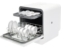 Tafelvaatwasser - Mini vaatwasser - Kleine keuken - Dubbele reiniging - 41 x 46 x 46 cm - Wit
