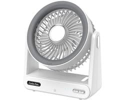 KZQ Zilveren Kleine Usb Powered Desktop Ventilator - Herlaadbaar Met Vier Windsnelheden Tot 15 Uur Batterijduur Krachtige Luchtstroom Ultrastil Voor Kantoor Kamer En Reis - Zilver