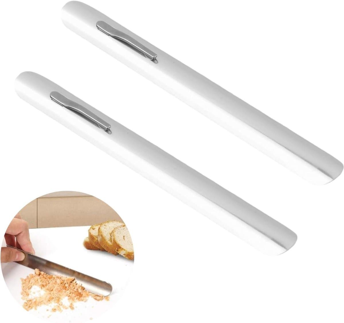 Kruimelverzamelaars - Kruimelschrapers - Tafel Reinigen - Gebogen Ontwerp - 2 stuks - Zilver — afbeelding 1