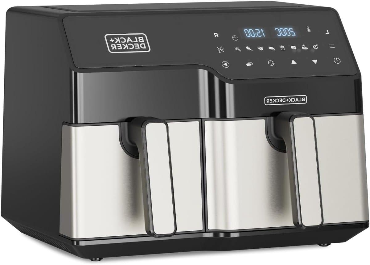Dubbele Heteluchtfriteuse - Airfryer Twee Manden - Gezond Koken - Double Cooking Technologie - 9L Totale Capaciteit - Zwart — afbeelding 1