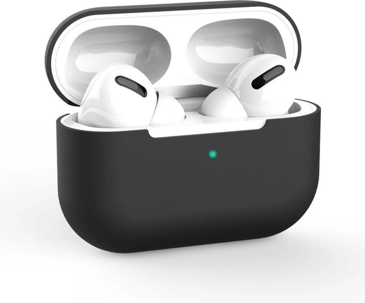 Hoesje geschikt voor Apple AirPods Pro - Siliconen case - AirPods cover - Protective case - Beschermhoes - Hoes oortjes - Softcase - Oplaadcase bescherming - Krasbestendig - Zwart - 1 stuk - Jony — afbeelding 1