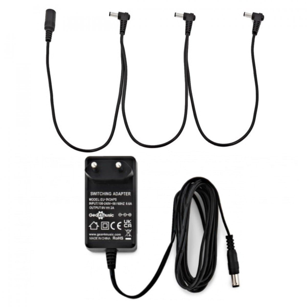 3 Way Daisy Chain Cable and 9V Power Supply by Gear4music — afbeelding 1