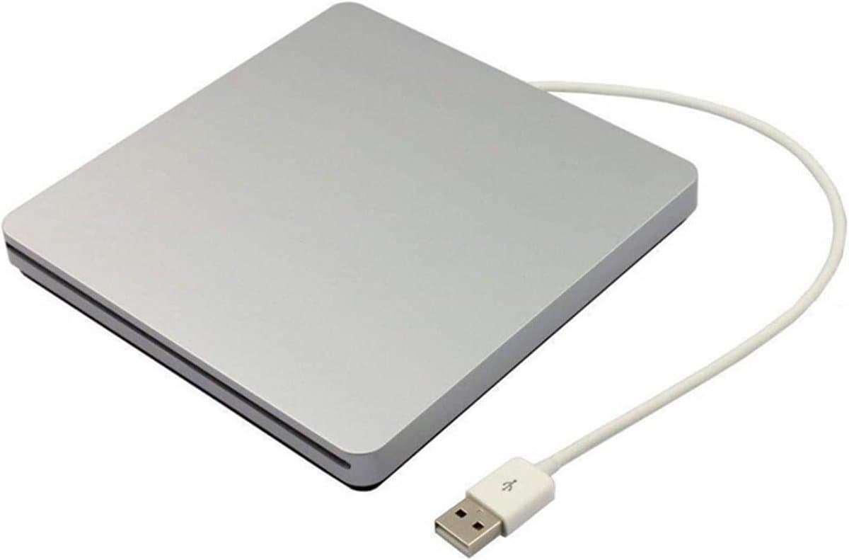 Externe DVD Speler - CD Brander - Bestanden Archiveren - Geïntegreerde Kabelopslag - 14x14x1.7CM - Zilver — afbeelding 1